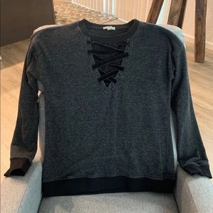 Womens Charcoal Gray with Black sweatshirt